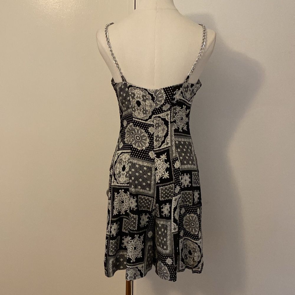 Vintage 90's Black & White Patchwork Print Jumpsuit / Playsuit - Picture 7 of 15